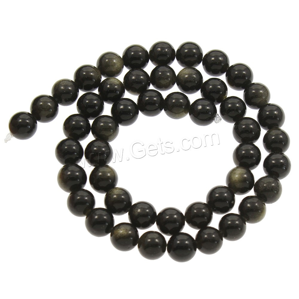 Natural Black Obsidian Beads, Round, different size for choice, Hole:Approx 1mm, Length:Approx 15 Inch, Sold By Strand
