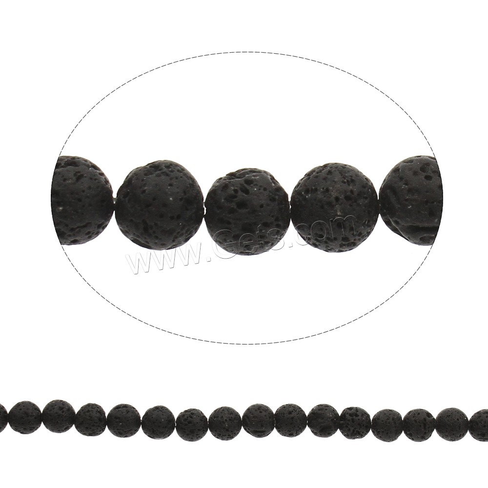 Lava Perle, rund, verschiedene Größen vorhanden, Bohrung:ca. 1mm, Länge:ca. 15 ZollInch, verkauft von Strang