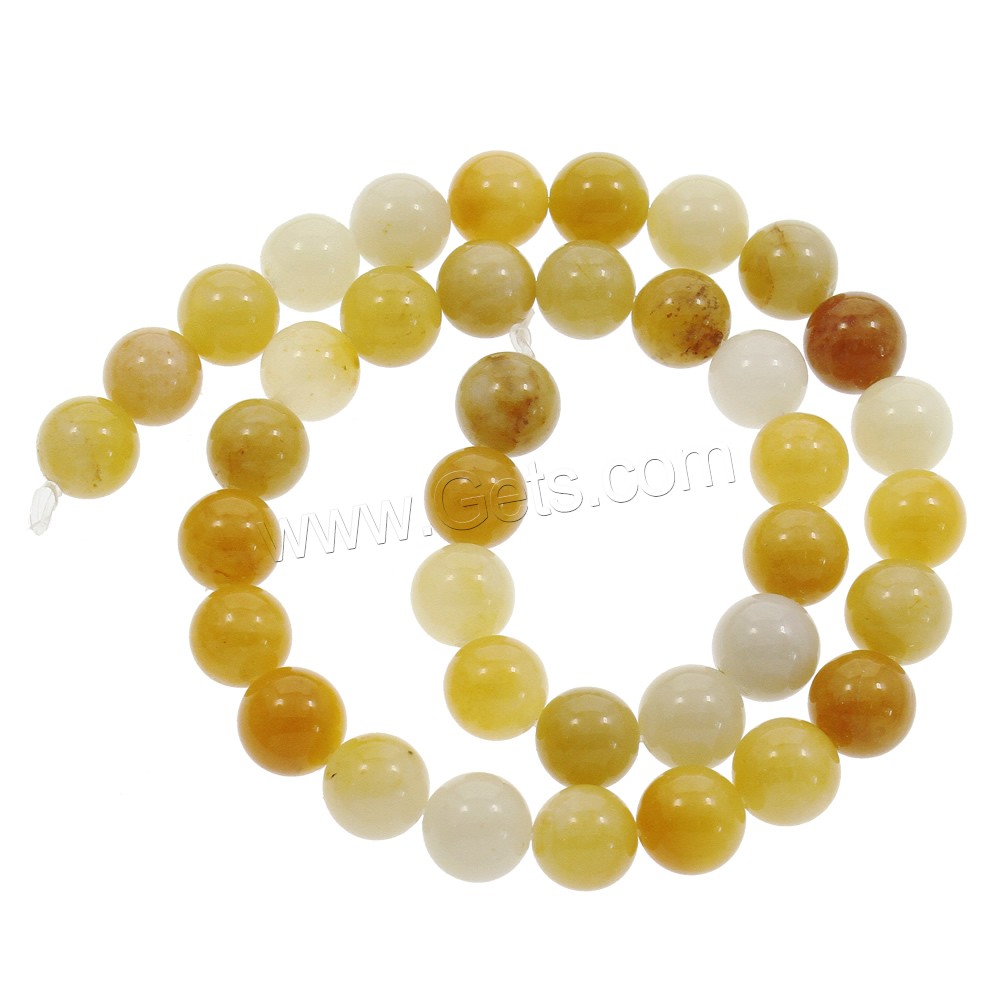 perles en Jade jaune, jaune de jade, Rond, normes différentes pour le choix, Trou:Environ 1mm, Longueur:Environ 15 pouce, Vendu par brin