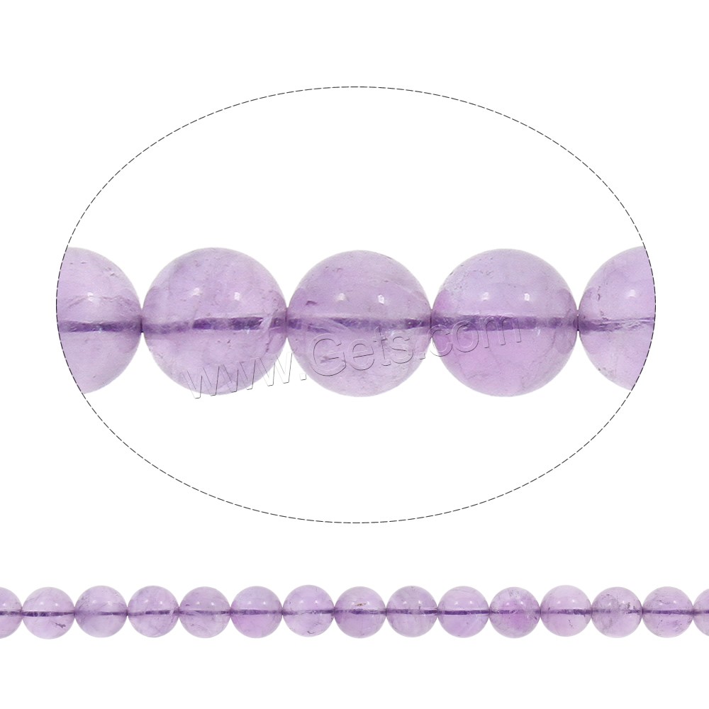 天然紫水晶のビーズ, アメジスト, ラウンド形, 2 月誕生石 & 異なるサイズの選択, 穴:約 1mm, 長さ:約 15 インチ, 売り手 ストランド