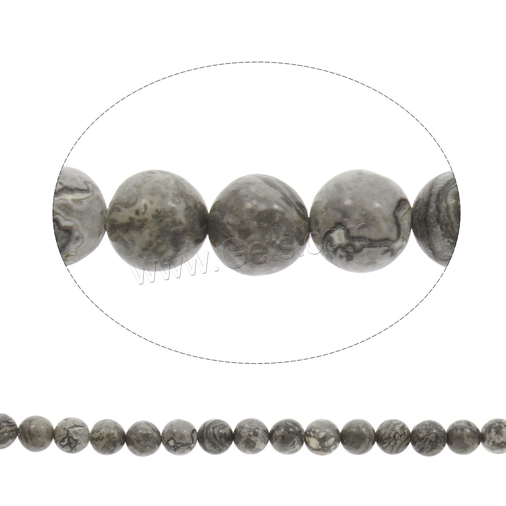 Picasso Jaspis  Perlen, rund, verschiedene Größen vorhanden, Bohrung:ca. 1mm, Länge:ca. 15 ZollInch, verkauft von Strang