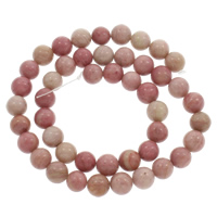 Rhodonit Perlen, rund, natürlich, verschiedene Größen vorhanden, Bohrung:ca. 1mm, Länge:ca. 15 ZollInch, verkauft von Strang