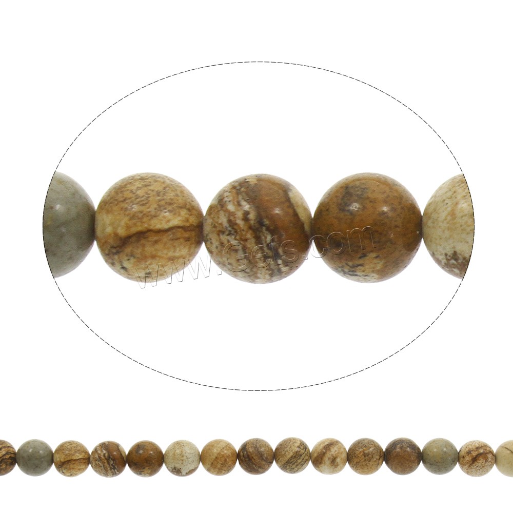 Picture Jasper Beads, Round, different size for choice, Hole:Approx 1mm, Length:Approx 15 Inch, Sold By Strand