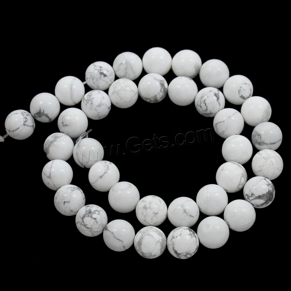 Synthetische Türkis Perlen, rund, verschiedene Größen vorhanden, weiß, Bohrung:ca. 1mm, Länge:ca. 15 ZollInch, verkauft von Strang