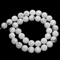 Synthetische Türkis Perlen, rund, verschiedene Größen vorhanden, weiß, Bohrung:ca. 1mm, Länge:ca. 15 ZollInch, verkauft von Strang