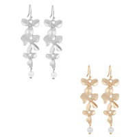 Zinc Alloy Drop Earring, with ABS Plastic Pearl, iron earring hook, Flower, plated lead & cadmium free 