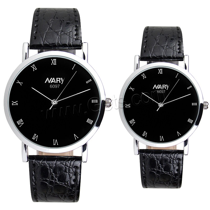 Unisex Wrist Watch, PU Leather, with zinc alloy dial & Glass, platinum color plated, adjustable & different size for choice & waterproof, more colors for choice, Sold By PC