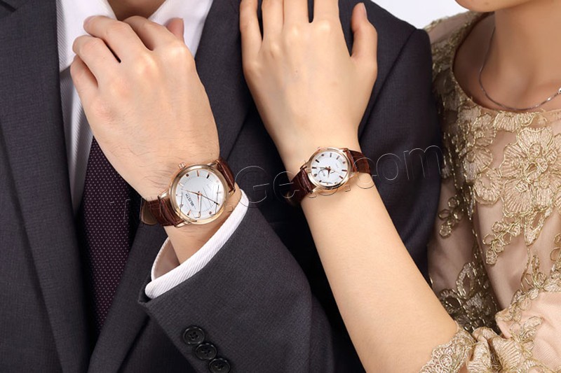WLISH® Unisex Jewelry Watch, Kuhhaut, mit Glas & Edelstahl, plattiert, einstellbar & verschiedene Größen vorhanden & wasserdicht & mit Strass, keine, verkauft von PC