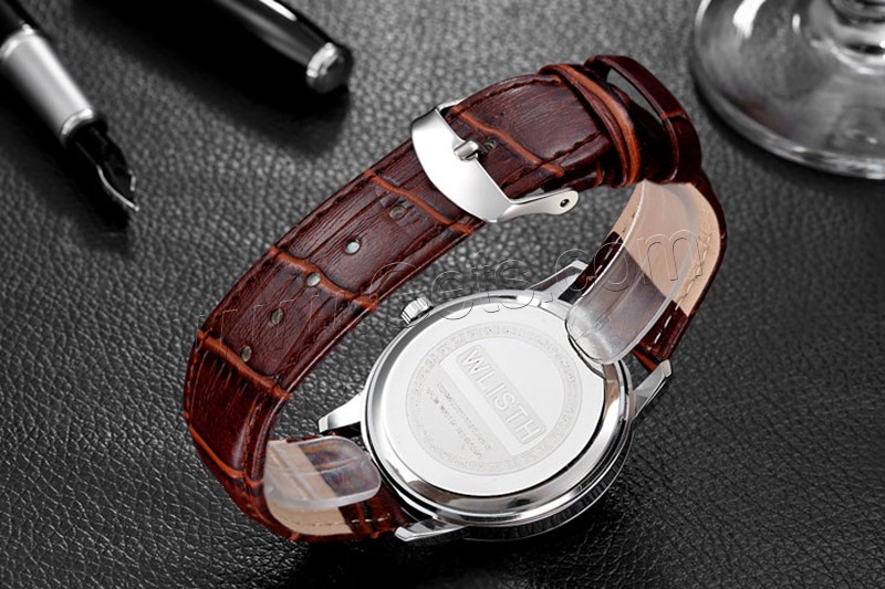 WLISH® Unisex Jewelry Watch, Cowhide, with Glass & Stainless Steel, plated, adjustable & different size for choice & waterproof & with rhinestone, more colors for choice, Sold By PC