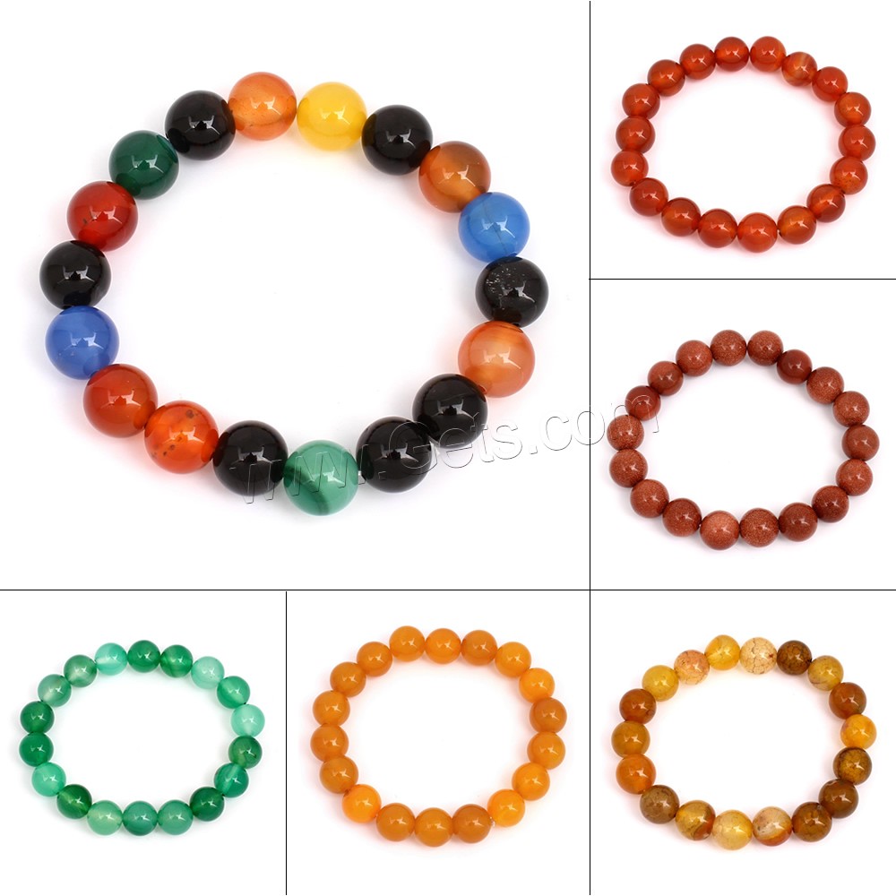 Bracelets en pierres précieuses, pierre gemme, Rond, différents matériaux pour le choix & normes différentes pour le choix, plus de couleurs à choisir, Longueur:Environ 7 pouce, Vendu par brin