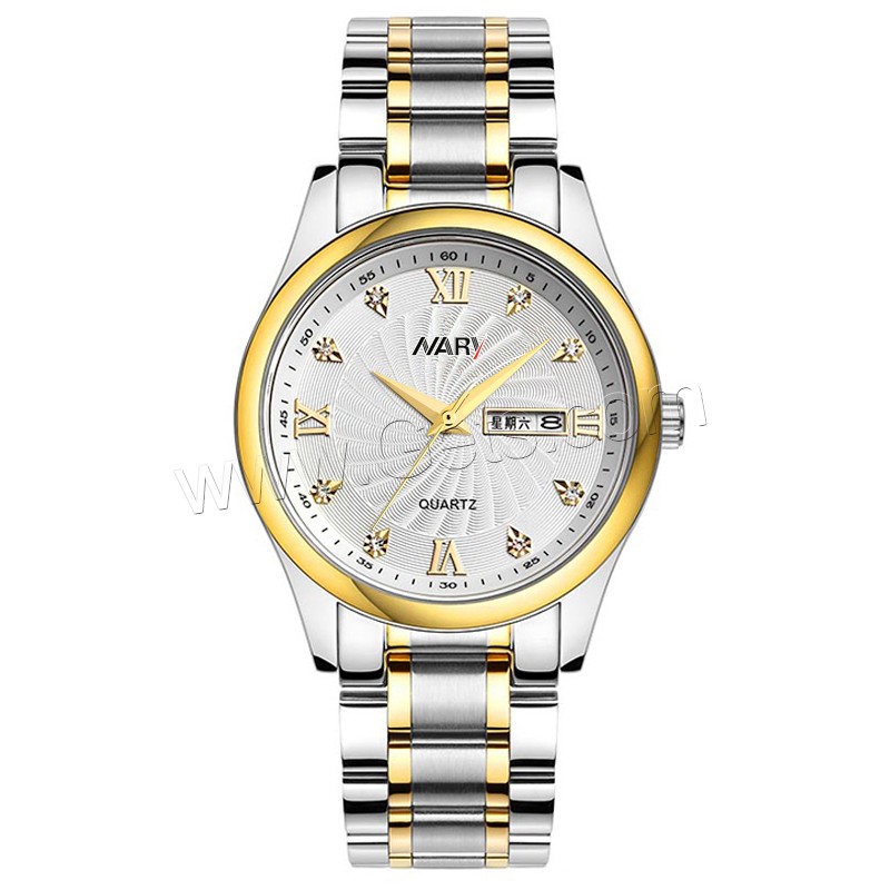 Unisex Wrist Watch, Stainless Steel, with Glass, plated, different size for choice & waterproof & with rhinestone, more colors for choice, Sold By PC