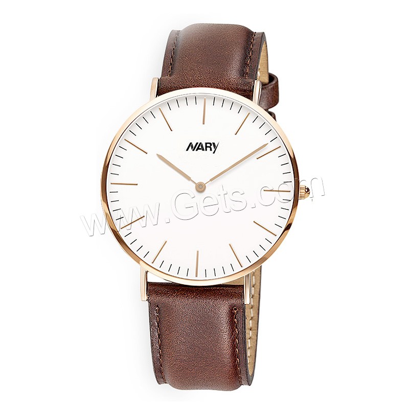 Unisex Wrist Watch, Cowhide, with zinc alloy dial & Glass & Stainless Steel, plated, adjustable & different size for choice & waterproof, more colors for choice, Sold By PC