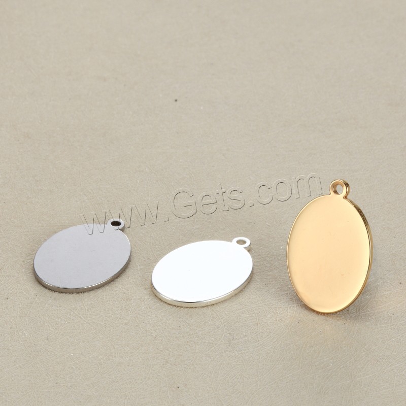 Stainless Steel Tag Charm, Flat Oval, plated, laser pattern & Customized, more colors for choice, 16x21mm, Hole:Approx 1.5mm, Sold By PC