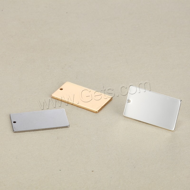 Stainless Steel Tag Charm, Rectangle, plated, laser pattern & Customized, more colors for choice, 18x32mm, Hole:Approx 1.5mm, Sold By PC