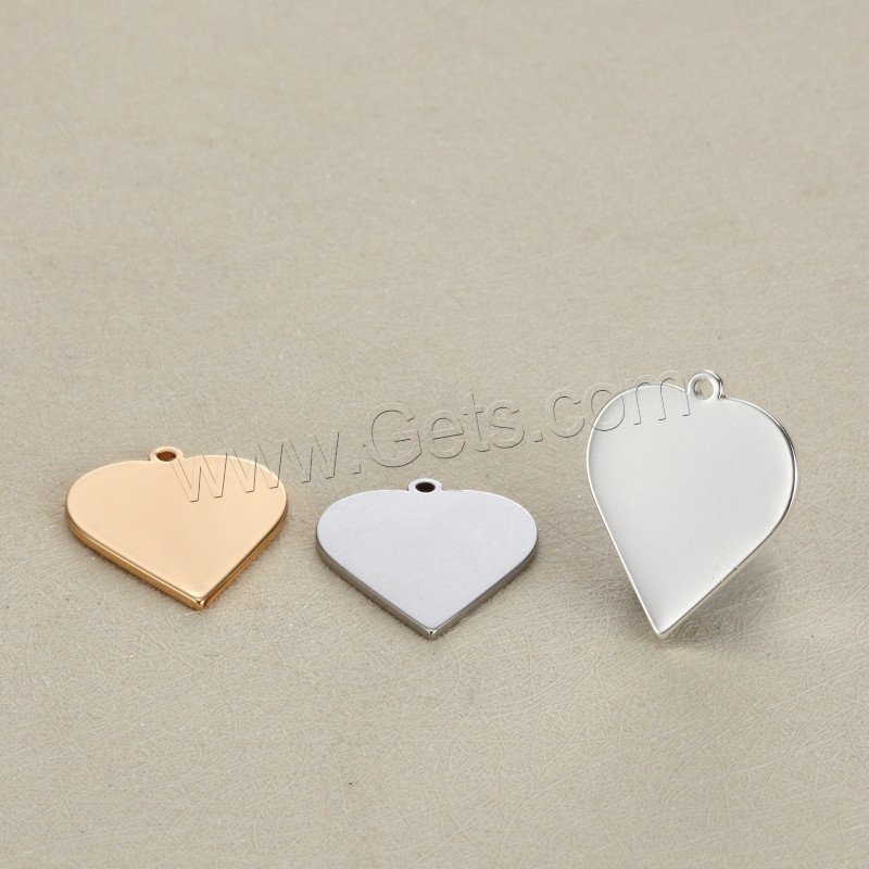 Stainless Steel Tag Charm, Heart, plated, laser pattern & Customized, more colors for choice, 19x22mm, Hole:Approx 1.5mm, Sold By PC