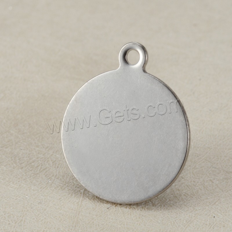 Stainless Steel Tag Charm, Flat Round, plated, laser pattern & Customized, more colors for choice, 18mm, Hole:Approx 1.5mm, Sold By PC