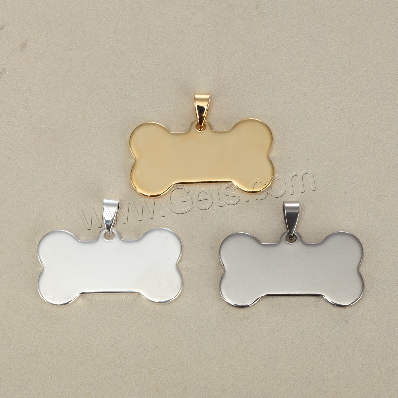 Stainless Steel Tag Charm, Dog Bone, plated, laser pattern & Customized, more colors for choice, 21x40mm, Hole:Approx 3x5mm, Sold By PC