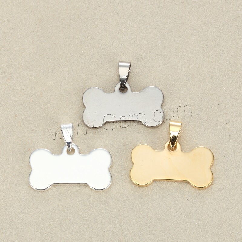 Stainless Steel Tag Charm, Dog Bone, plated, laser pattern & Customized, more colors for choice, 16x30mm, Hole:Approx 3x5mm, Sold By PC