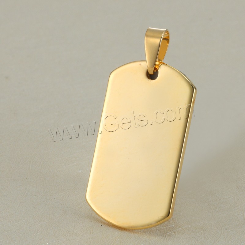 Stainless Steel Tag Charm, Rectangle, plated, laser pattern & Customized, more colors for choice, 28x51mm, Hole:Approx 3x5mm, Sold By PC