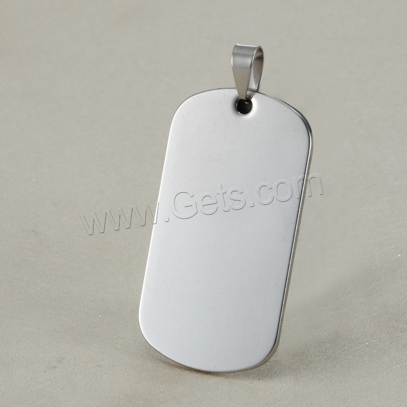 Stainless Steel Tag Charm, Rectangle, plated, laser pattern & Customized, more colors for choice, 22x39mm, Hole:Approx 3x5mm, Sold By PC