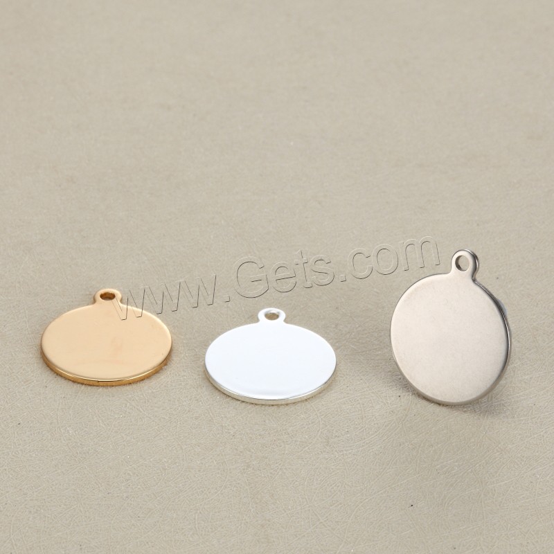 Stainless Steel Tag Charm, Flat Round, plated, laser pattern & Customized, more colors for choice, 15mm, Hole:Approx 1.5mm, Sold By PC