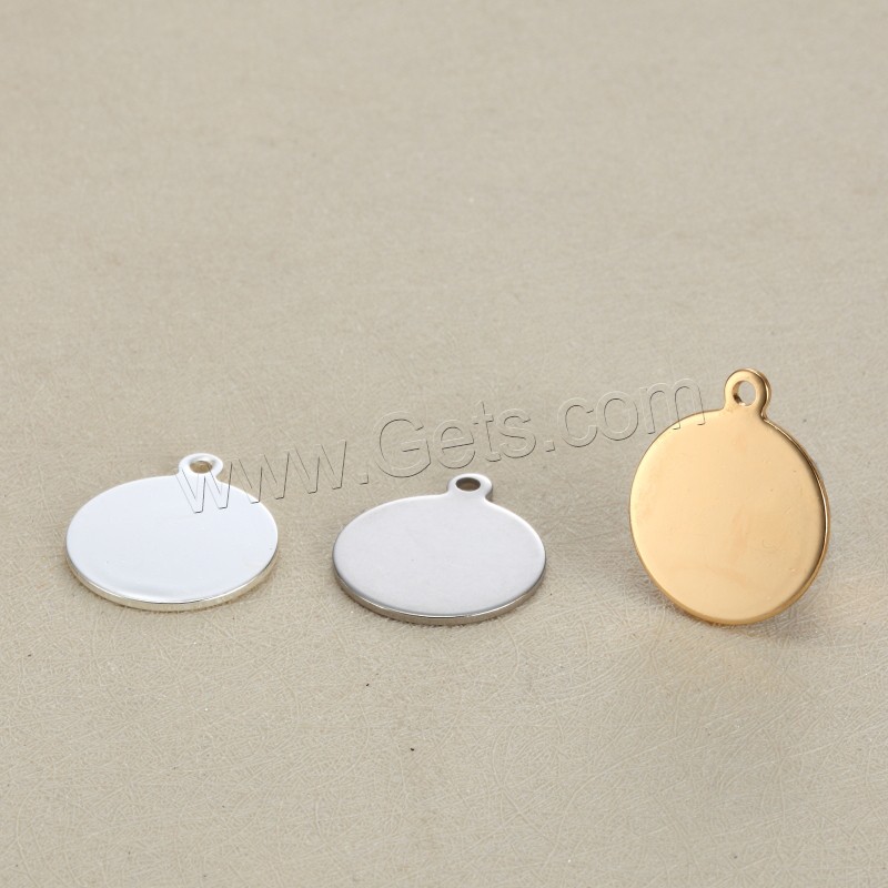 Stainless Steel Tag Charm, Flat Round, plated, laser pattern & Customized, more colors for choice, 10x1.5x0.8mm, Hole:Approx 1.5mm, Sold By PC