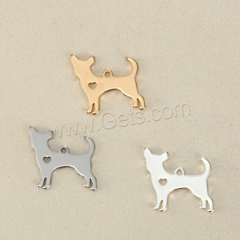 Stainless Steel Tag Charm, Dog, plated, laser pattern & Customized, more colors for choice, 18x19mm, Hole:Approx 1.5mm, Sold By PC