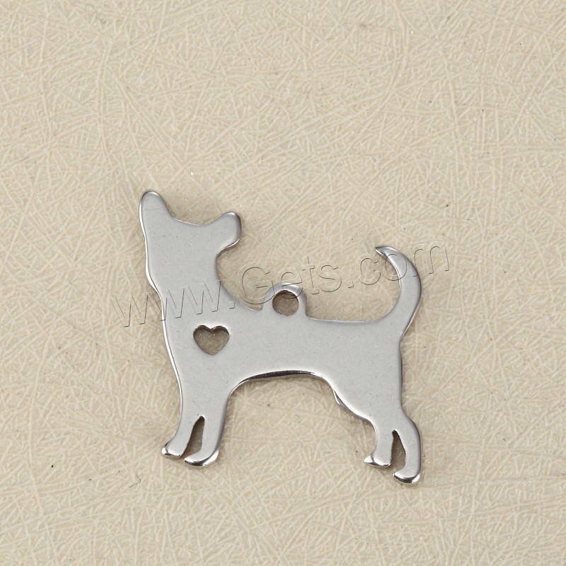 Stainless Steel Tag Charm, Dog, plated, laser pattern & Customized, more colors for choice, 18x19mm, Hole:Approx 1.5mm, Sold By PC