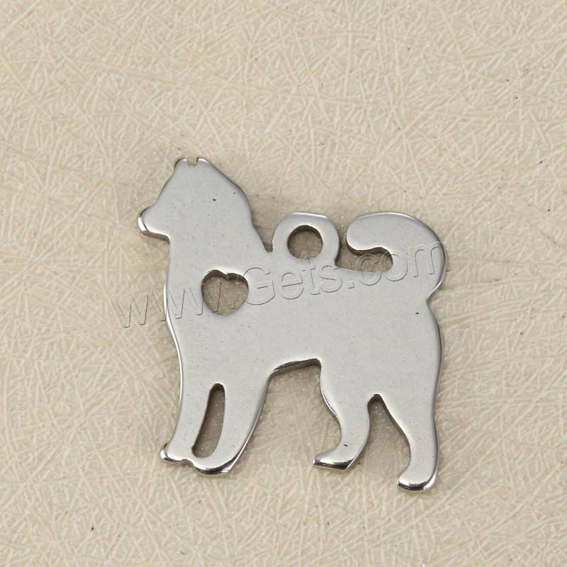 Stainless Steel Tag Charm, Dog, plated, laser pattern & Customized, more colors for choice, 17x18mm, Hole:Approx 1.5mm, Sold By PC