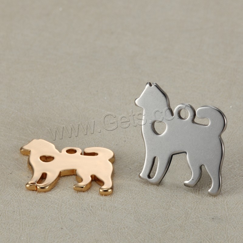 Stainless Steel Tag Charm, Dog, plated, laser pattern & Customized, more colors for choice, 17x18mm, Hole:Approx 1.5mm, Sold By PC