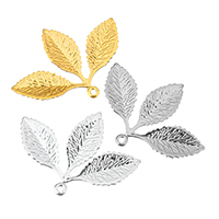 Brass Leaf Pendants, plated, high quality plated Approx 1mm 