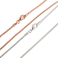 Латунь цепочка для ожерелья, Другое покрытие, Высокое качество и никогда не выцветает & змея цепи, Много цветов для выбора, 1.7mm, длина:Приблизительно 18 дюймовый, продается Strand