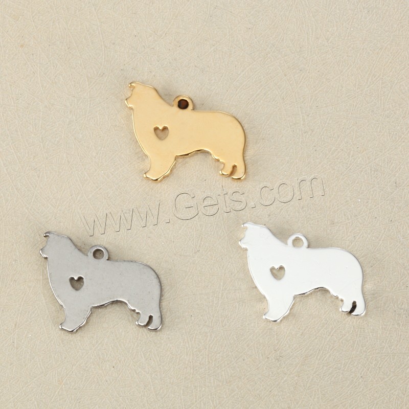 Stainless Steel Tag Charm, Dog, plated, laser pattern & Customized, more colors for choice, 17x19mm, Hole:Approx 1.5mm, Sold By PC