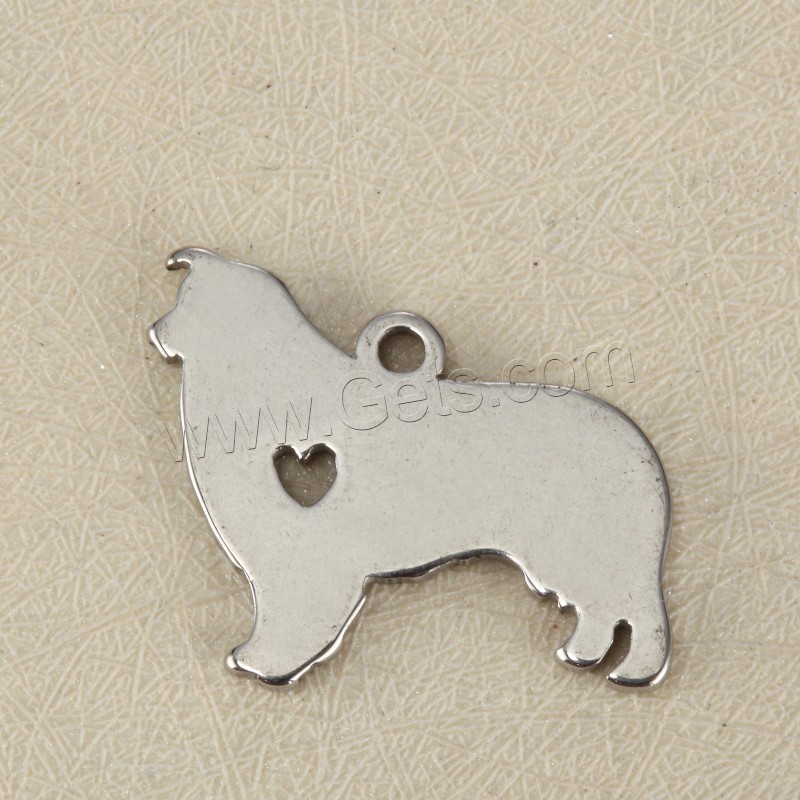 Stainless Steel Tag Charm, Dog, plated, laser pattern & Customized, more colors for choice, 17x19mm, Hole:Approx 1.5mm, Sold By PC