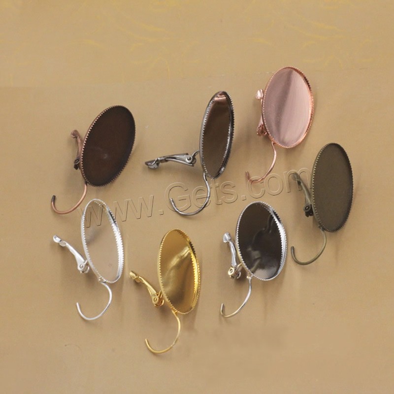 Brass Lever Back Earring Blank, Flat Oval, plated, different inner diameter for choice, more colors for choice, nickel, lead & cadmium free, 10-25mm, 50PCs/Bag, Sold By Bag