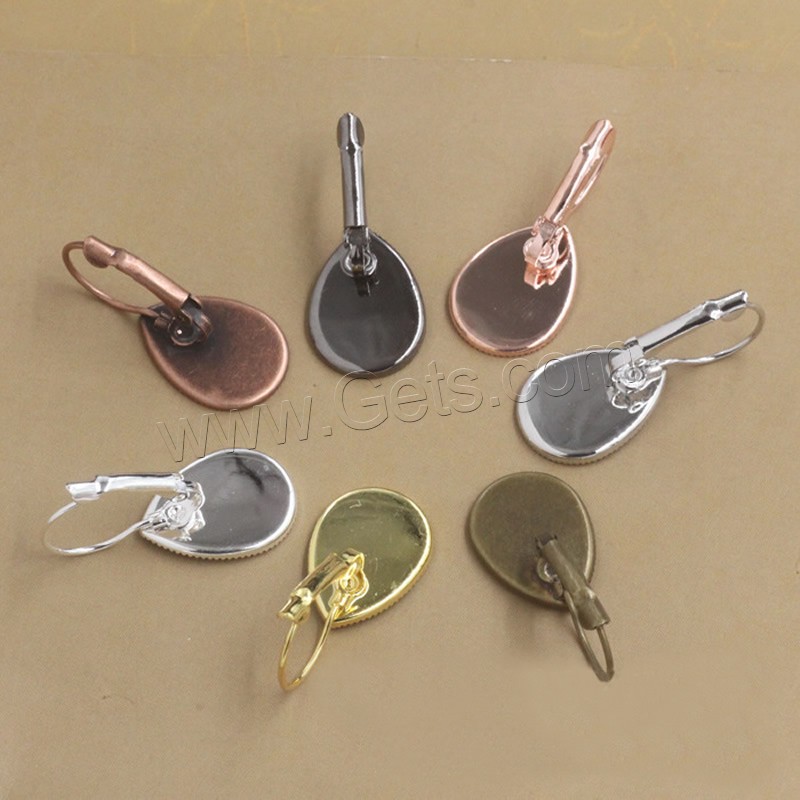 Brass Lever Back Earring Blank, Teardrop, plated, different inner diameter for choice, more colors for choice, nickel, lead & cadmium free, 10-25mm, 50PCs/Bag, Sold By Bag