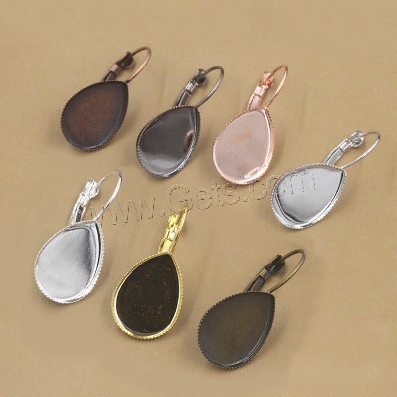 Brass Lever Back Earring Blank, Teardrop, plated, different inner diameter for choice, more colors for choice, nickel, lead & cadmium free, 10-25mm, 50PCs/Bag, Sold By Bag