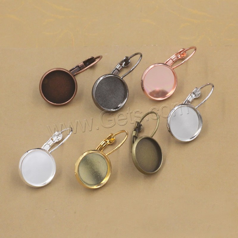 Brass Lever Back Earring Blank, Flat Round, plated, different inner diameter for choice, more colors for choice, nickel, lead & cadmium free, 8-25mm, 50PCs/Bag, Sold By Bag