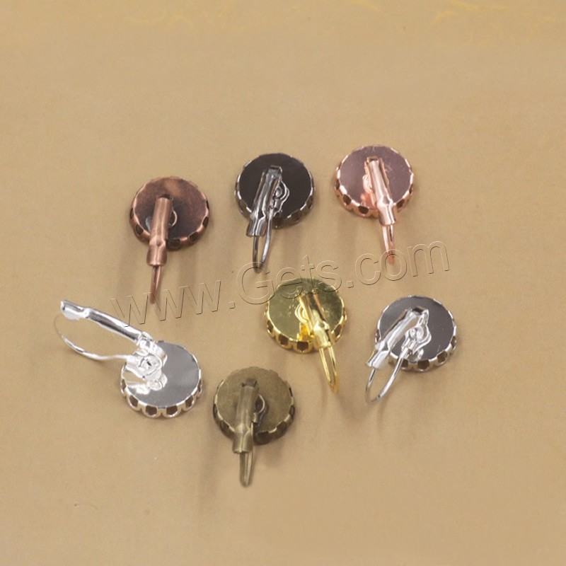 Brass Lever Back Earring Blank, Flat Round, plated, different inner diameter for choice, more colors for choice, nickel, lead & cadmium free, 10-20mm, 50PCs/Bag, Sold By Bag