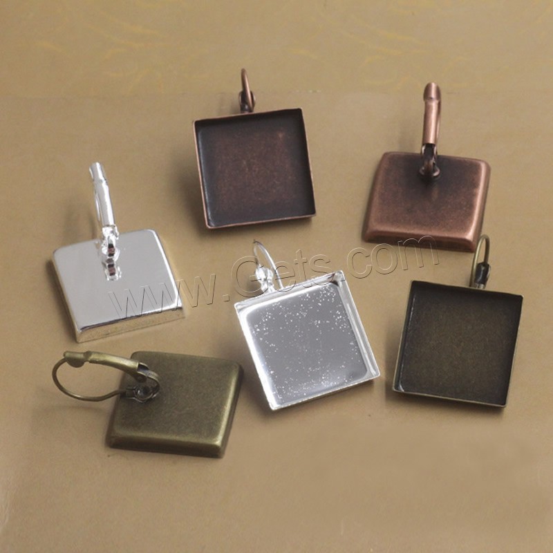 Messing Hebel Rückseiten Ohrring Komponente, Squaredelle, plattiert, olika innerdiameter, för val, keine, frei von Nickel, Blei & Kadmium, 16-25mm, 20PCs/Tasche, verkauft von Tasche