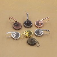 Brass Lever Back Earring Blank, Flower, plated nickel, lead & cadmium free, 12-15mm 