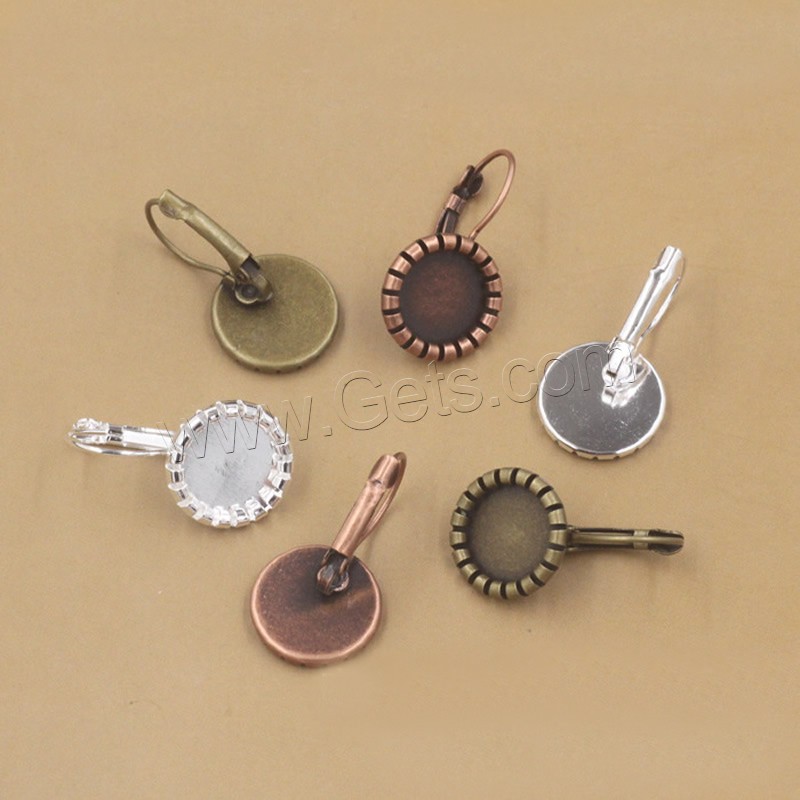 Brass Lever Back Earring Blank, Flat Round, plated, different inner diameter for choice, nickel, lead & cadmium free, 12-20mm, 50PCs/Bag, Sold By Bag