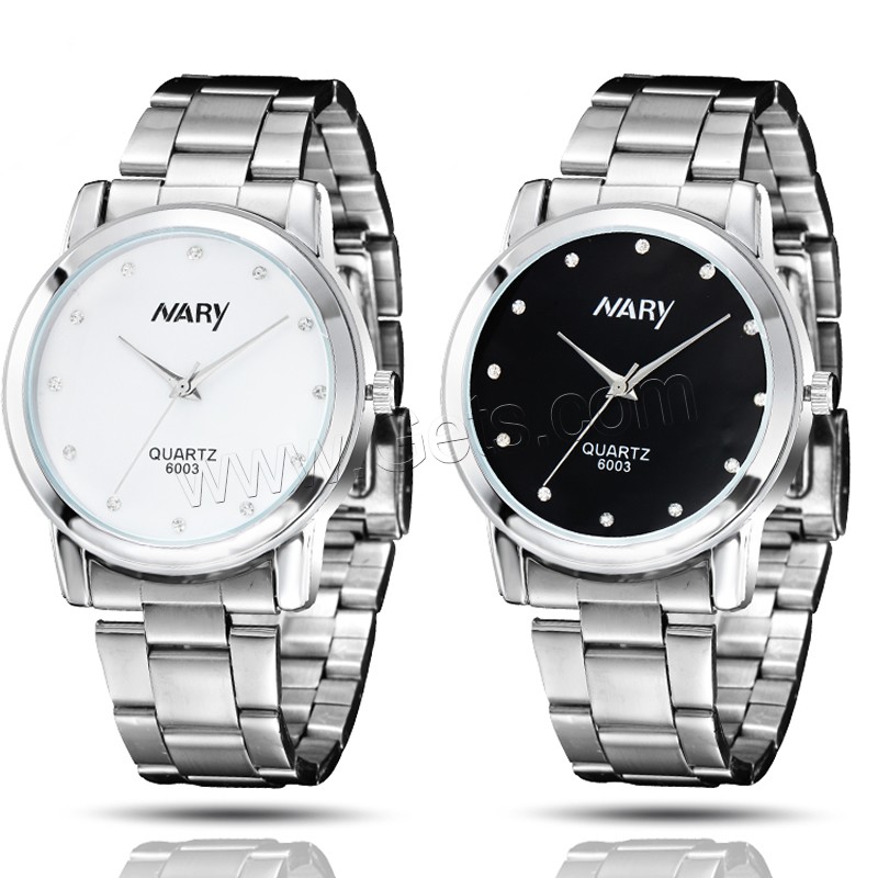 Unisex Wrist Watch, Stainless Steel, with zinc alloy dial & Glass, Japanese movement, platinum color plated, different size for choice & waterproof & with rhinestone, more colors for choice, Sold By PC