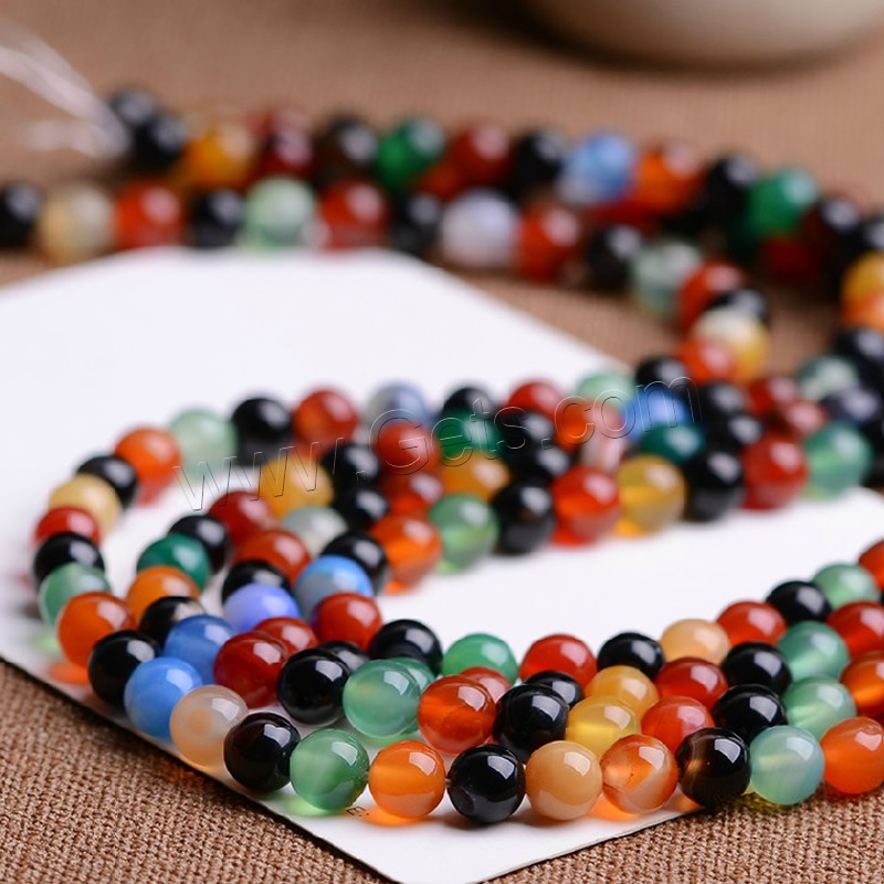 Natürliche Regenbogen Achat Perlen, rund, verschiedene Größen vorhanden, Bohrung:ca. 1mm, Länge:ca. 15.5 ZollInch, verkauft von Strang