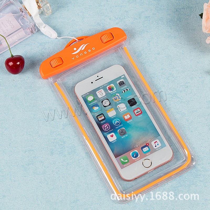PVC Plastic Waterproof Mobile Phone Bag, Rectangle, different styles for choice & luminated, more colors for choice, 200x110mm, Sold By PC
