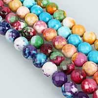 Gefärbte Jade Perlen, rund, facettierte, keine, 8mm, Bohrung:ca. 1.2mm, Länge:ca. 16 ZollInch, ca. 48PCs/Strang, verkauft von Strang