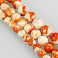 Gefärbte Jade Perlen, rund, verschiedene Größen vorhanden, orange, Länge:ca. 16 ZollInch, verkauft von Strang
