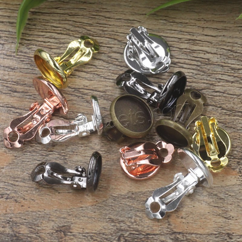Brass Clip On Earring Finding, Flat Round, plated, different inner diameter for choice, more colors for choice, nickel, lead & cadmium free, 10-18mm, 50PCs/Bag, Sold By Bag