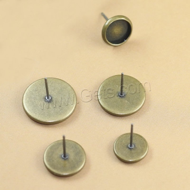Латунный гвоздик для сережки, Латунь, Плоская круглая форма, Покрытие под бронзу старую, различный внутренний диаметр по выбору, не содержит никель, свинец, 8-16mm, 50ПК/сумка, продается сумка