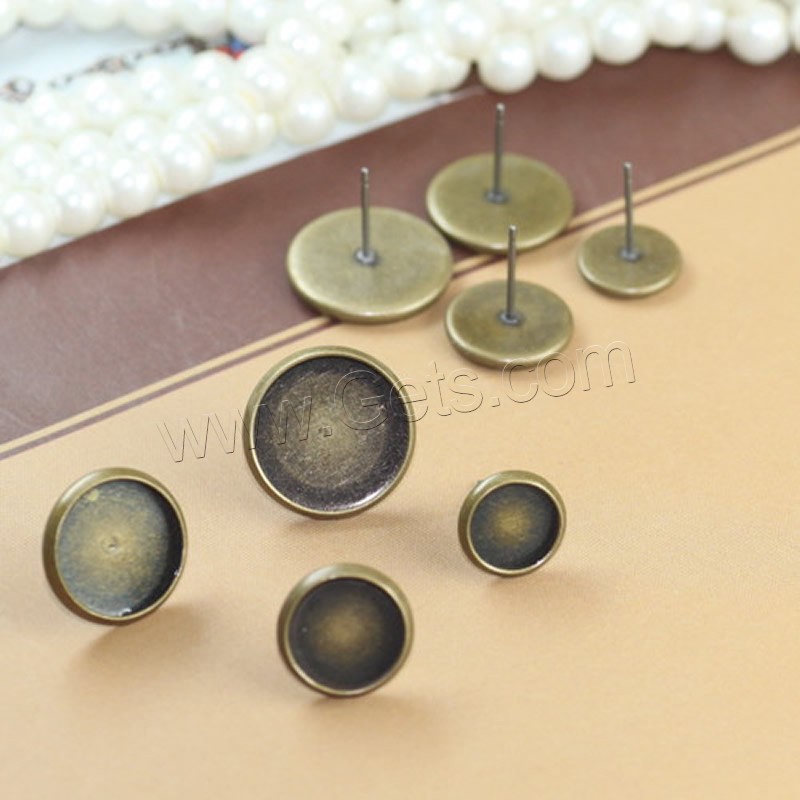 Brass Earring Stud Component, Flat Round, antique bronze color plated, different inner diameter for choice, nickel, lead & cadmium free, 8-16mm, 50PCs/Bag, Sold By Bag